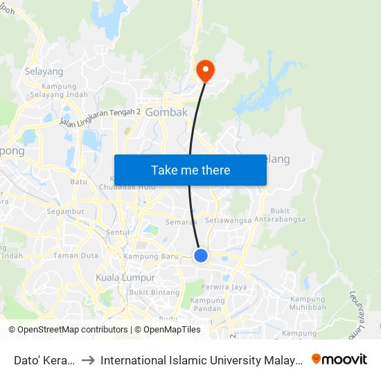 Dato' Keramat to International Islamic University Malaysia (IIUM) map