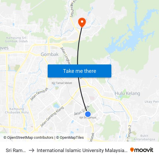 Sri Rampai to International Islamic University Malaysia (IIUM) map