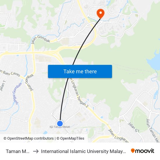 Taman Melati to International Islamic University Malaysia (IIUM) map