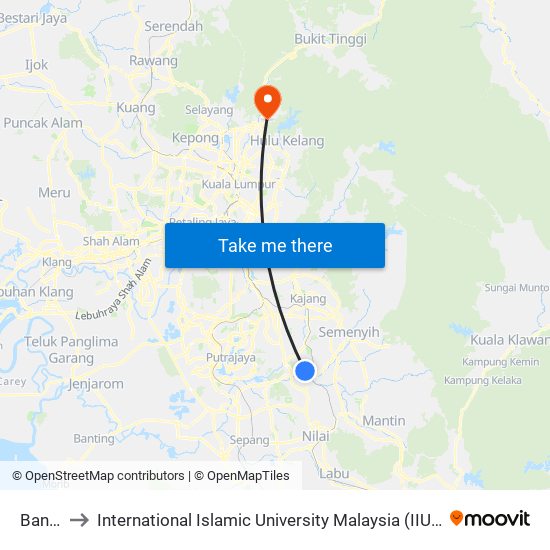 Bangi to International Islamic University Malaysia (IIUM) map