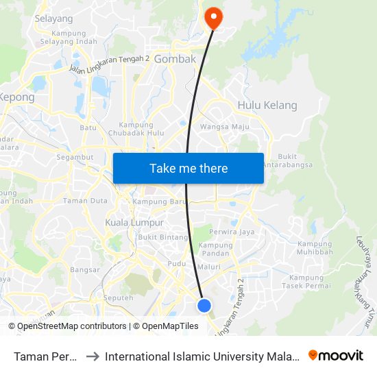 Taman Pertama to International Islamic University Malaysia (IIUM) map