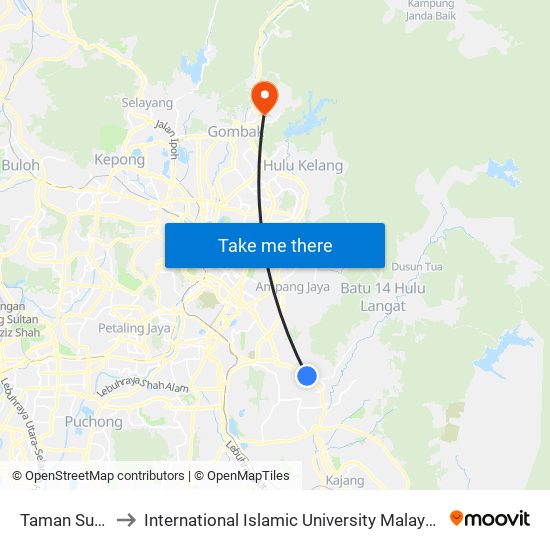 Taman Suntex to International Islamic University Malaysia (IIUM) map