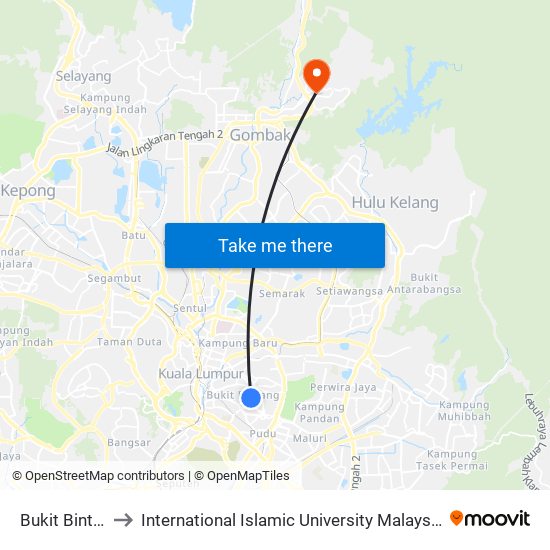 Bukit Bintang to International Islamic University Malaysia (IIUM) map