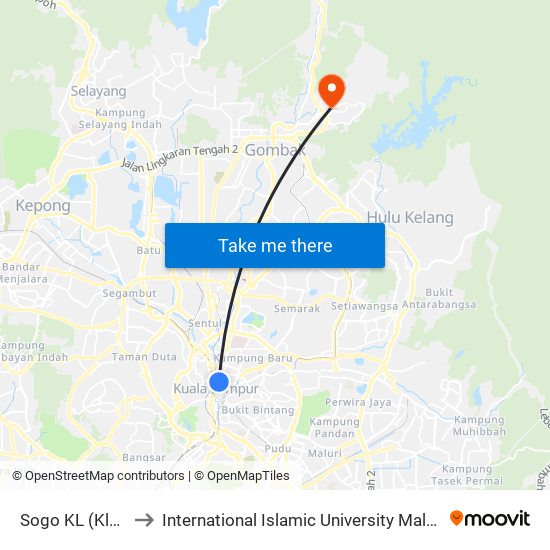 Sogo KL (Kl1940) to International Islamic University Malaysia (IIUM) map
