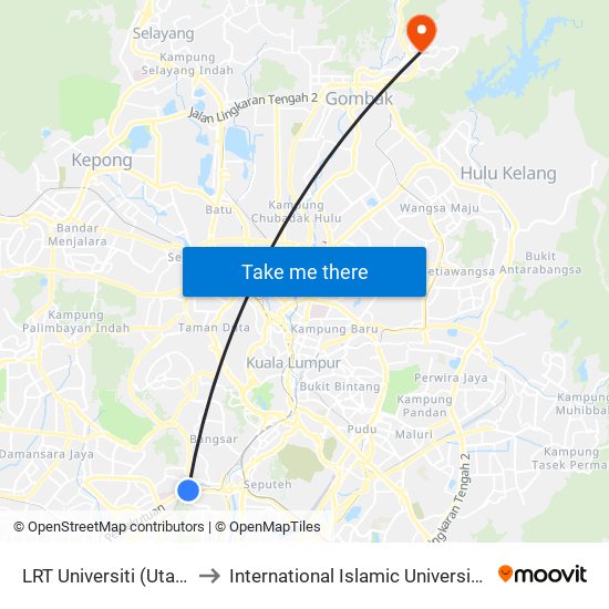 LRT Universiti (Utara) (Kl1441) to International Islamic University Malaysia (IIUM) map
