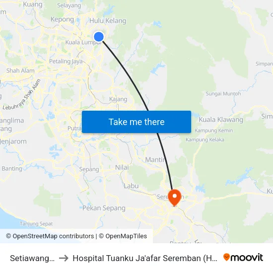 Setiawangsa to Hospital Tuanku Ja'afar Seremban (HTJS) map