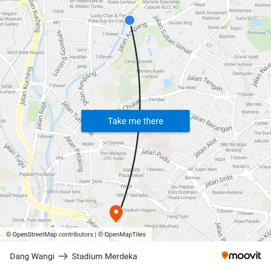 Dang Wangi to Stadium Merdeka map