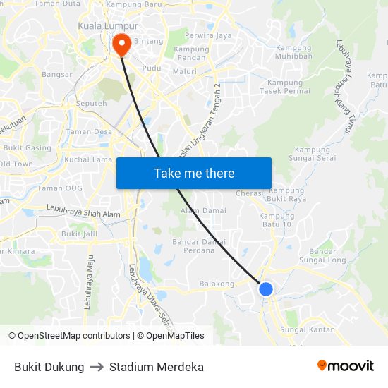 Bukit Dukung to Stadium Merdeka map