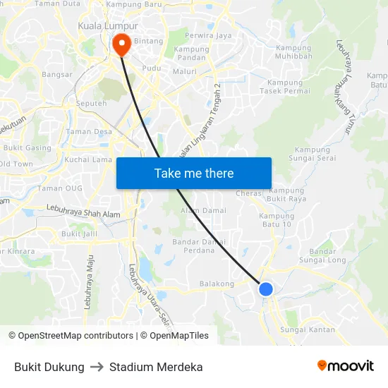 Bukit Dukung to Stadium Merdeka map