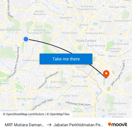 MRT Mutiara Damansara, Pintu C (Pj814) to Jabatan Perkhidmatan Pemulihan Perubatan, PPUKM map