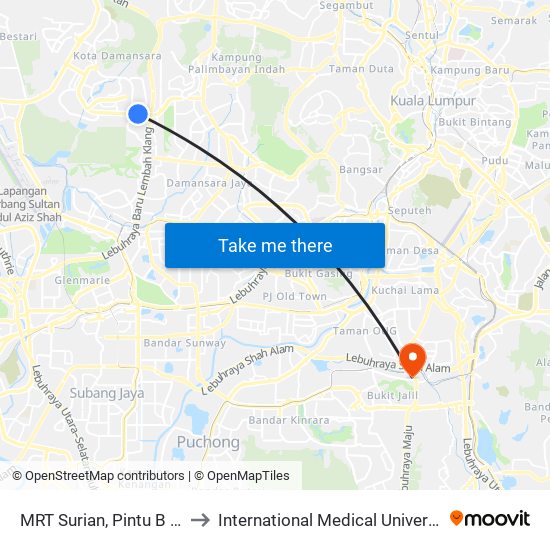 MRT Surian, Pintu B (Pj368) to International Medical University (IMU) map