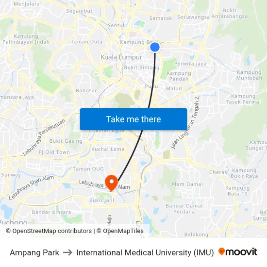 Ampang Park to International Medical University (IMU) map