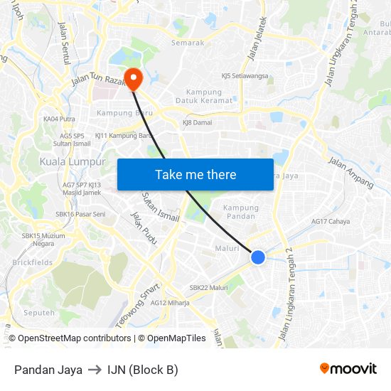 Pandan Jaya to IJN (Block B) map