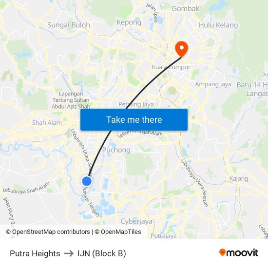 Putra Heights to IJN (Block B) map