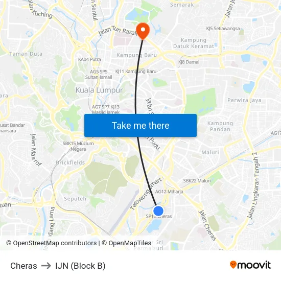 Cheras to IJN (Block B) map