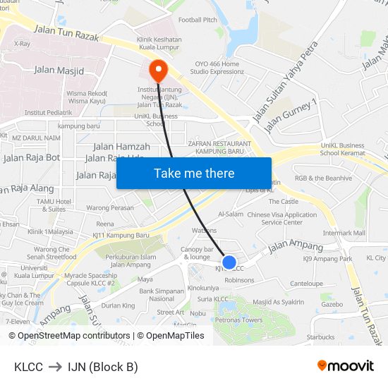 KLCC to IJN (Block B) map