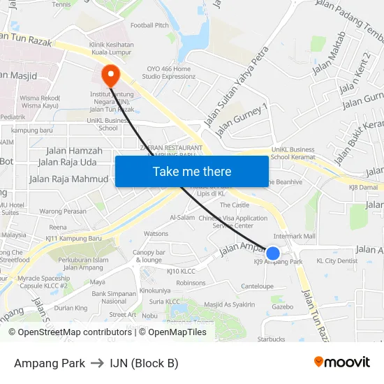 Ampang Park to IJN (Block B) map