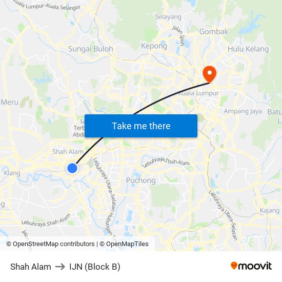 Shah Alam to IJN (Block B) map