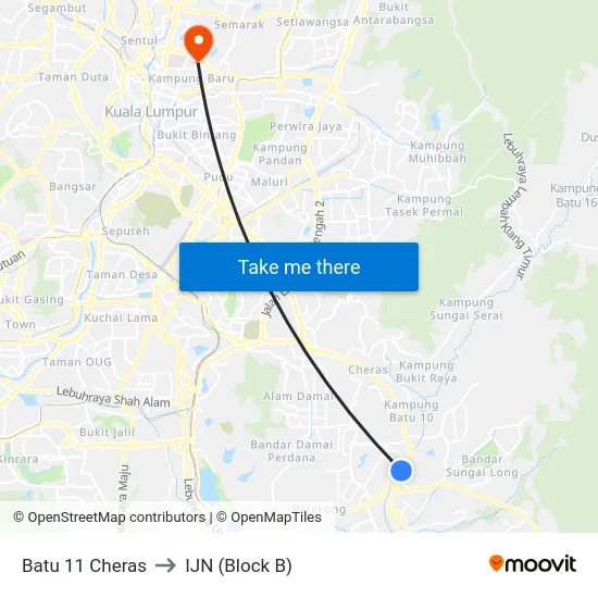 Batu 11 Cheras to IJN (Block B) map