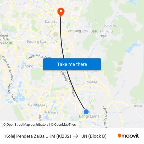 Kolej Pendeta Za'Ba UKM (Kj232) to IJN (Block B) map