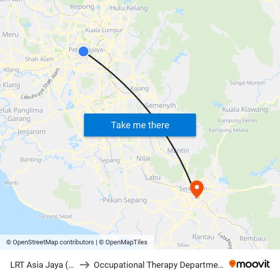 LRT Asia Jaya (Pj438) to Occupational Therapy Department (Ot), Htjs map