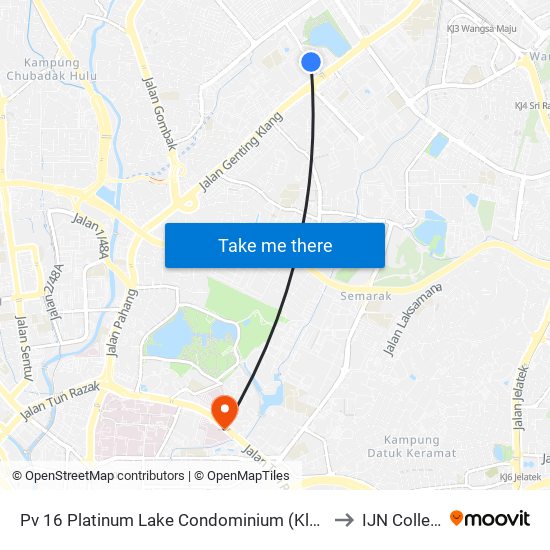 Pv 16 Platinum Lake Condominium (Kl1520) to IJN College map