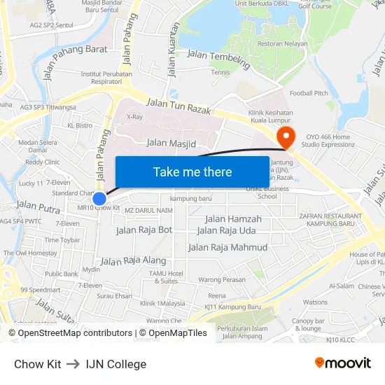 Chow Kit to IJN College map