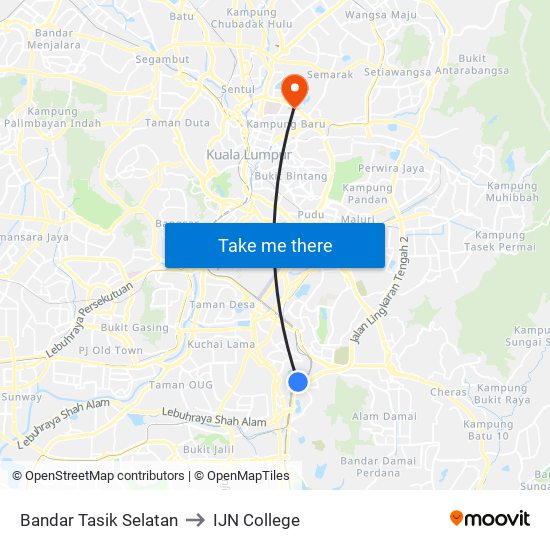 Bandar Tasik Selatan to IJN College map