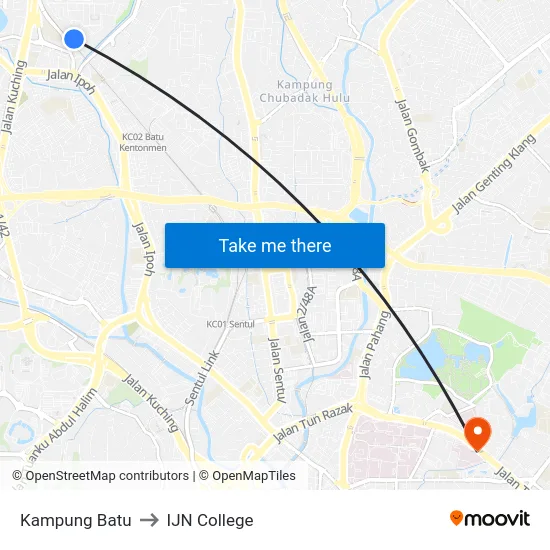 Kampung Batu to IJN College map