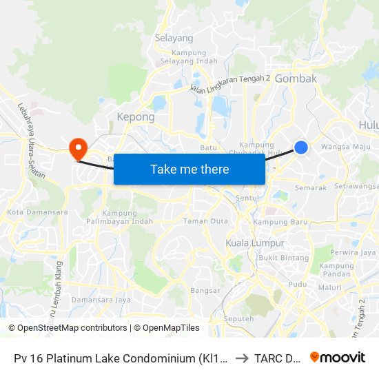 Pv 16 Platinum Lake Condominium (Kl1520) to TARC DKA map