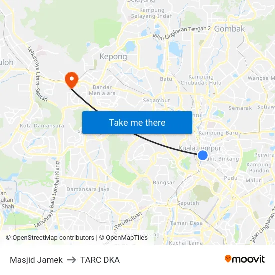 Masjid Jamek to TARC DKA map