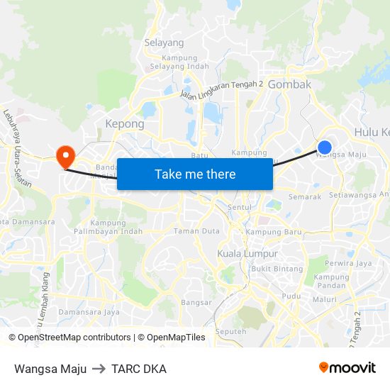 Wangsa Maju to TARC DKA map