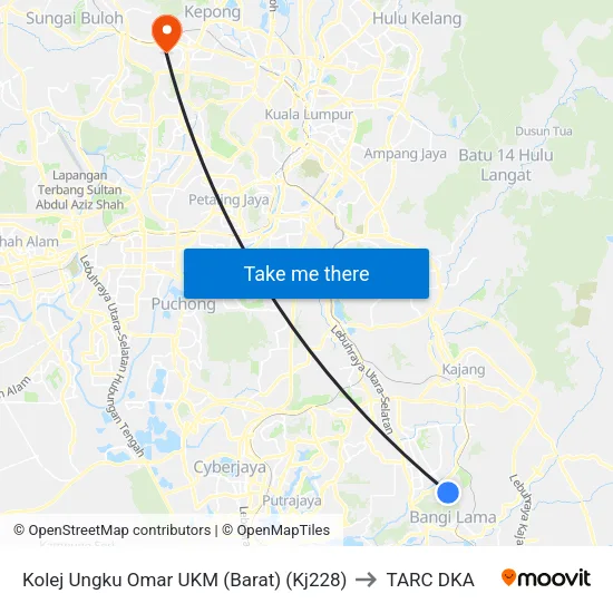 Kolej Ungku Omar UKM (Barat) (Kj228) to TARC DKA map