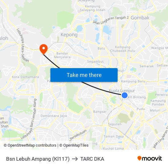 Bsn Lebuh Ampang (Kl117) to TARC DKA map