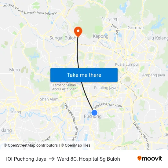 IOI Puchong Jaya to Ward 8C, Hospital Sg Buloh map