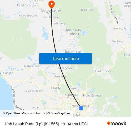 Hab Lebuh Pudu (Lp) (Kl1565) to Arena UPSI map