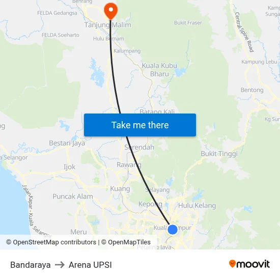 Bandaraya to Arena UPSI map