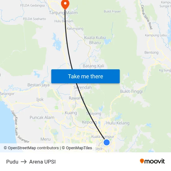 Pudu to Arena UPSI map