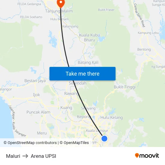Maluri to Arena UPSI map