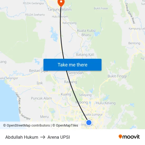 Abdullah Hukum to Arena UPSI map
