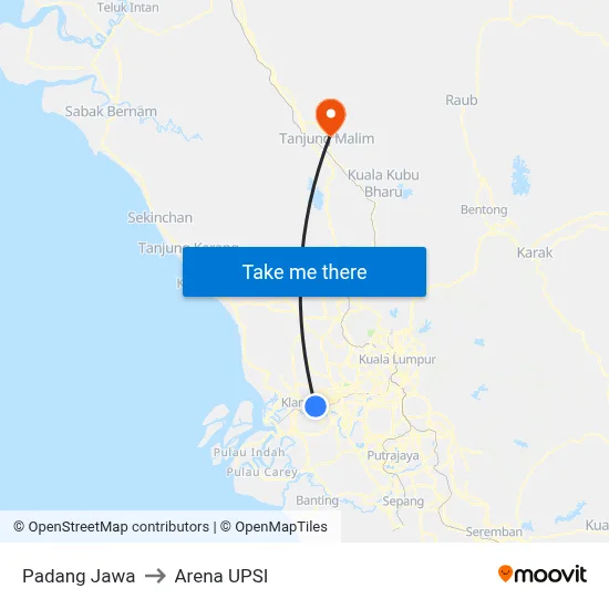 Padang Jawa to Arena UPSI map