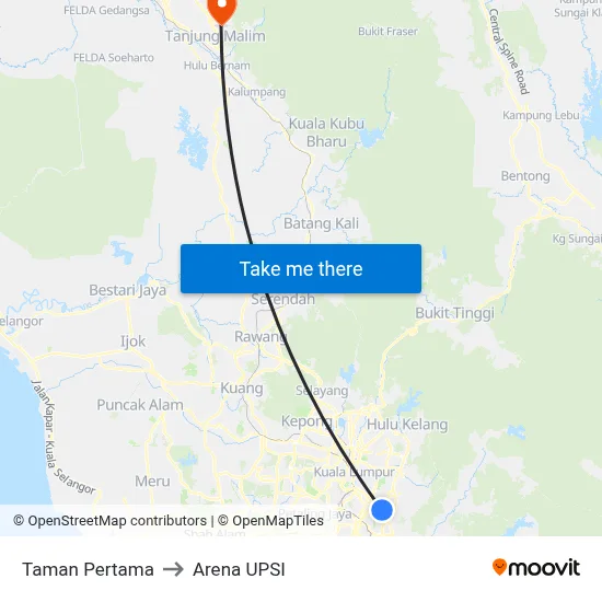 Taman Pertama to Arena UPSI map