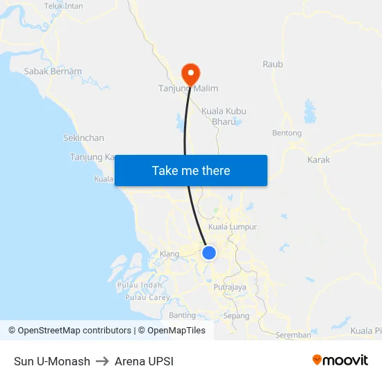 Sun U-Monash to Arena UPSI map