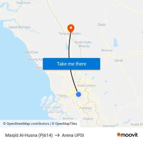 Masjid Al-Husna (Pj614) to Arena UPSI map