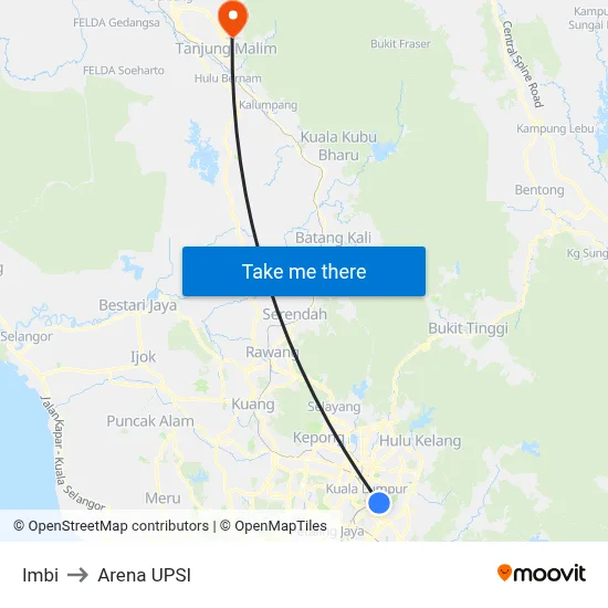 Imbi to Arena UPSI map