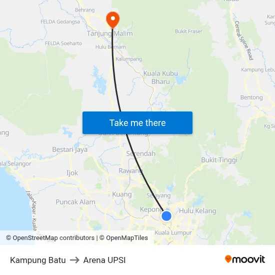 Kampung Batu to Arena UPSI map
