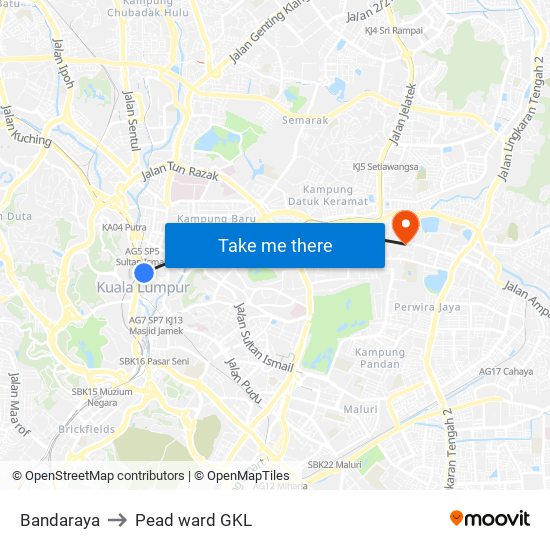 Bandaraya to Pead ward GKL map