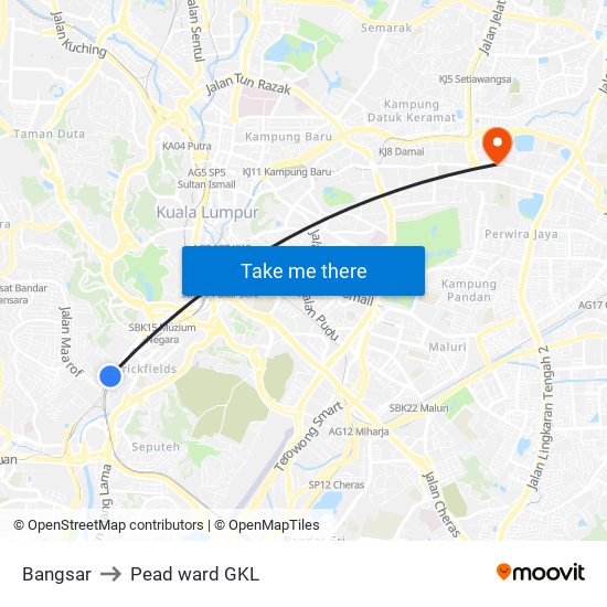 Bangsar to Pead ward GKL map