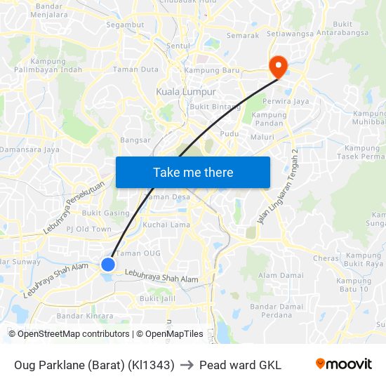 Oug Parklane (Barat) (Kl1343) to Pead ward GKL map