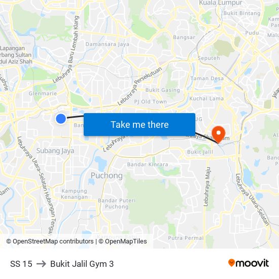 SS 15 to Bukit Jalil Gym 3 map